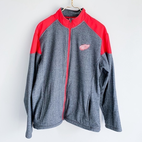 Detroit Red Wings men’s fleece full zip jacket grey red size large - Picture 1 of 5